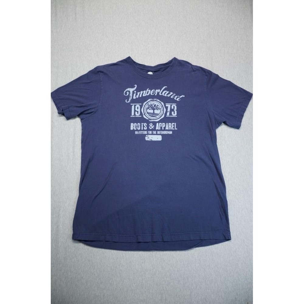 Timberland Shirt Mens Large Blue Short Sleeve Spell Out Graphic Y2K